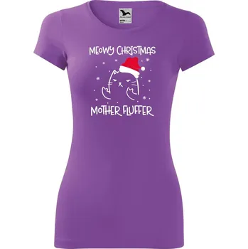 DOBRÝ TRIKO Dámské tričko Vánoční kočka Velikost: S, Barva: Fialová