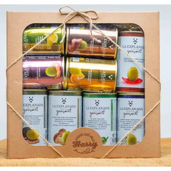 Dárková krabička VELKÁ DÁRKOVÁ SADA 9 druhů oliv (VELKÁ DÁRKOVÁ SADA 9 druhů oliv s pastou LA EXPLAMADA)