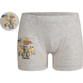 Dívčí spodní prádlo EVONA Chlapecké bavlněné boxerky, světle šedé, bagr Velikost: 98