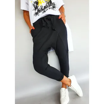 Dámské kalhoty Baggy kalhoty s kapsami černé Velikost: M - XL