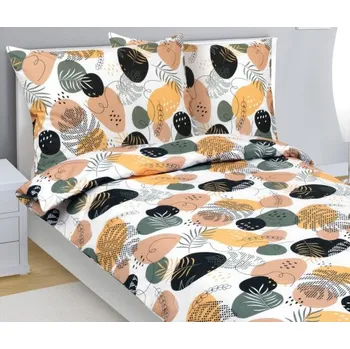 Povlečení Bellatex Povlečení bavlna, Hořčicová, Khaki, Bílá - 140x220, 70x90cm
