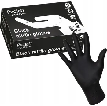 Vyšetřovací rukavice Paclan Nitrilové nepudrované černé S 100 ks