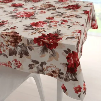 ubrus Bavlněný čtvercový ubrus Sandra SA-399 Červené pivoňky na pískovém 40x40 cm