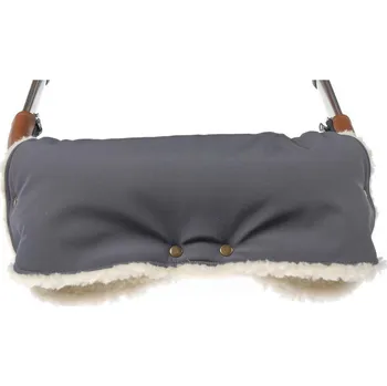 Rukavice BabičkaOvečková.cz Nepromokavý rukávník na madlo kočárku z ovčí vlny merino a softshellu tmavě šedá