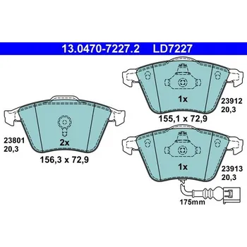Brzdová destička Sada brzdových destiček, kotoučová brzda ATE 13.0470-7227.2