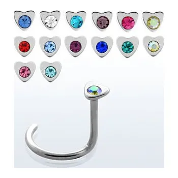 Piercing Šperky4U Piercing do nosu - srdíčko, růžová barva - N01131-P