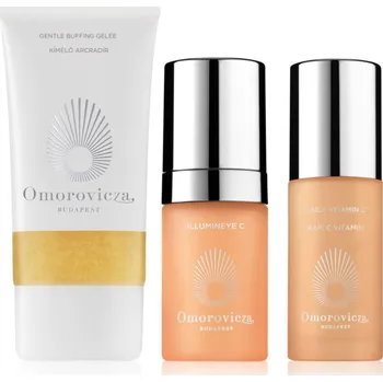 Kosmetická sada Omorovicza Secret to Radiant Skin exfoliační gel na unavenou pleť 150 ml + hydratační oční krém s vitaminem C 15 ml + rozjasňující sérum s vitaminem C 30 ml kosmetická sada