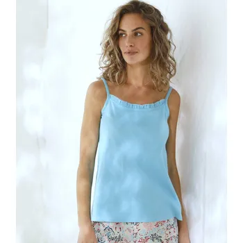 Dámské pyžamo Blancheporte Jednobarevný pyžamový top s volánkem modrá 38/40