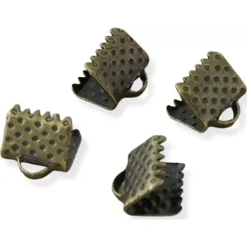 Materiál na výrobu šperku Koncovky na stuhu starozlato 6x8 mm - 10 ks