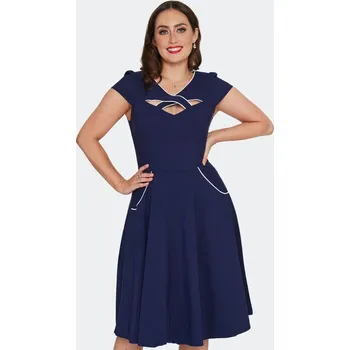 Dámské šaty Voodoo Vixen retro šaty Connie - Navy Velikost: XS