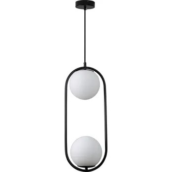 Moderní závěsné svítidlo COSTA DUO černé 50 cm do kuchyně a jídelny skleněné