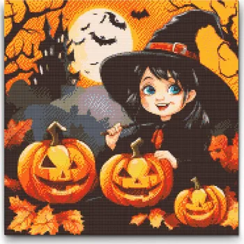 Diamantové malování Diamantové malování - Malá roztomilá čarodějka Velikost: 50x50cm, Rámování: Pouze srolované plátno, Diamanty: Kulaté