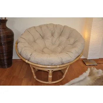 Papasan Ratanový papasan 110 cm medový polstr světle béžový melír
