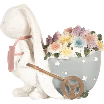 Clayre & Eef - Dekorativní figurka králíčka s vozíčkem 6PR5148