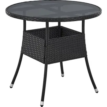 Zahradní stůl FurniGO Ratanový kulatý stůl Yoro Ø80 cm - černý