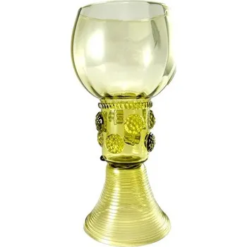 Sklenice Dobrovic Römer pivní, renesanční sklenice, historické zelené sklo