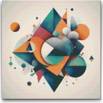 Diamantové malování Diamantové malování - Jemná symfonie tvarů a ozvěn 2 Velikost: 50x50cm, Rámování: Pouze srolované plátno, Diamanty: Čtvercové