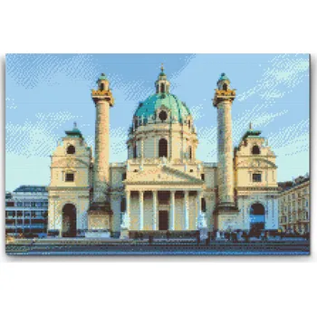 Diamantové malování Diamantové malování - Karlskirche, Vídeň Velikost: 40x60cm, Rámování: Pouze srolované plátno, Diamanty: Kulaté