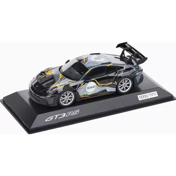 autíčko PORSCHE 911 GT3 RS (992) Ltd Edition Model 1:43 startovní číslo 992 šedočerná s oranžovými detaily (Tlakově litý sběratelský model)