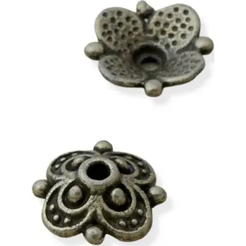 Materiál na výrobu šperku Kaplík starozlatý ornamentový 9mm - 2 ks