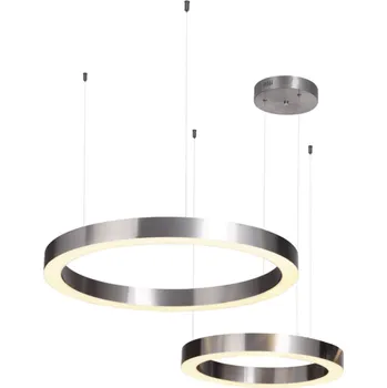 Moderní závěsná LED lampa CIRCLE 60+80 stříbrná do obýváku s dálkovým ovládáním Step into Design