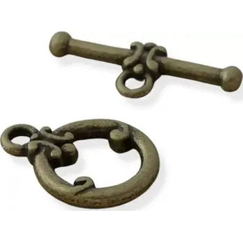 Materiál na výrobu šperku Americké zapínání starozlaté ozdobné 14mm