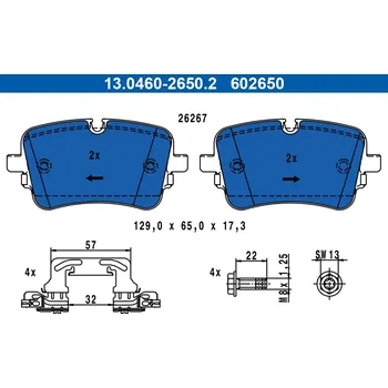 Brzdová destička Sada brzdových destiček, kotoučová brzda ATE 13.0460-2650.2