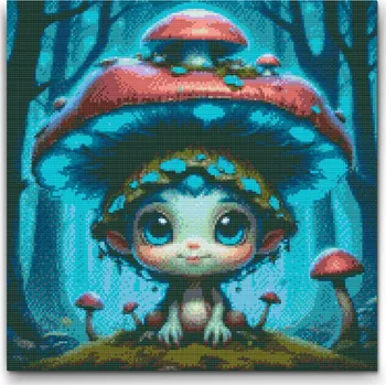 Diamantové malování Diamantové malování - Houbový skřítek Velikost: 50x50cm, Rámování: Pouze srolované plátno, Diamanty: Čtvercové