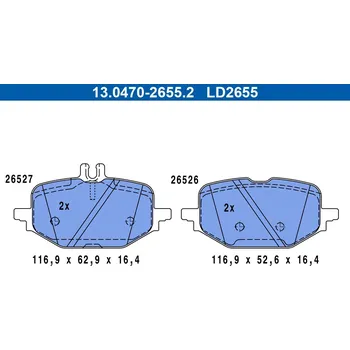 Brzdová destička Sada brzdových destiček, kotoučová brzda ATE 13.0470-2655.2