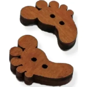 Knoflík Dřevěný knoflík chodidlo oranžovohnědé - 5 ks