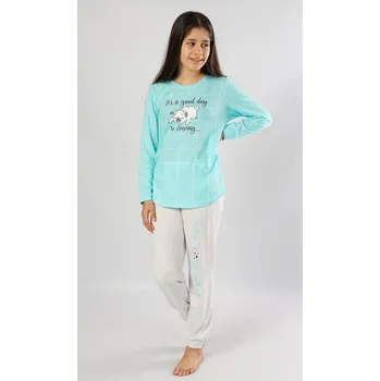 Dívčí pyžamo Vienetta Kids Dětské pyžamo dlouhé Sleeping day: azurová 5 - 6