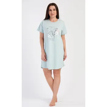Dámské šaty Dámské domácí šaty s krátkým rukávem Motýl - zelená - 3XL