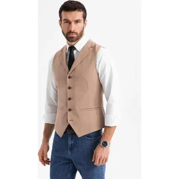 Ombre Clothing Elegantní hnědá pánská vesta V1 BLZV-0145