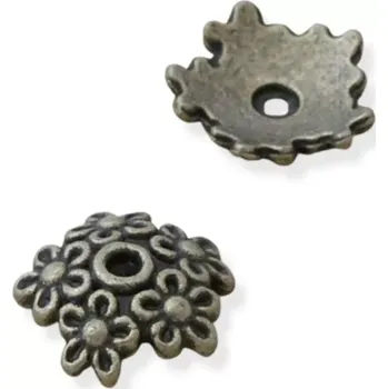 Materiál na výrobu šperku Kaplík starozlatý kytičkový 10mm - 2 ks