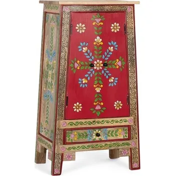 Orientální malovaná skříňka Ratlam 92cm červená