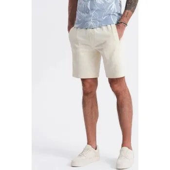 Ombre Clothing Krémové teplákové kraťasy V12 SRSK-0139