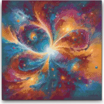Diamantové malování Diamantové malování - Kosmický tanec pískových tvarů 2 Velikost: 50x50cm, Rámování: Pouze srolované plátno, Diamanty: Čtvercové