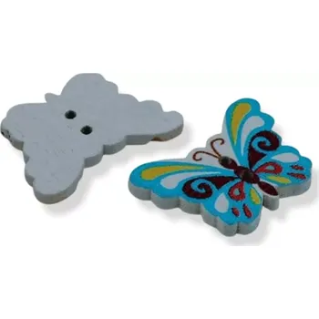 Knoflík Dřevěný knoflík motýlek III - 4 ks