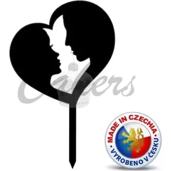 Jedlá dekorace na dort Zápich do dortu - Pár v srdci