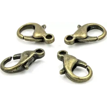 Materiál na výrobu šperku Bižuterní karabinky starozlaté 14mm - 1 ks