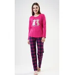 Dámské pyžamo dlouhé Love story - tmavě růžová - XL