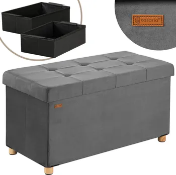 Taburet FurniGO Úložná lavice 76x38x42 cm - antracit