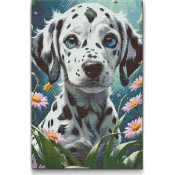 Diamantové malování Diamantové malování - Štěně dalmatina Velikost: 40x60cm, Rámování: Pouze srolované plátno, Diamanty: Čtvercové