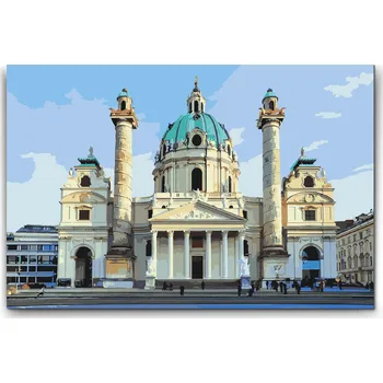 Malování podle čísel - Karlskirche, Vídeň Velikost: 40x60cm, Rámování: Pouze srolované plátno