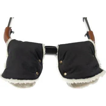 Rukavice BabičkaOvečková.cz Nepromokavé rukavice na madlo kočárku z ovčí vlny merino a softshellu černá