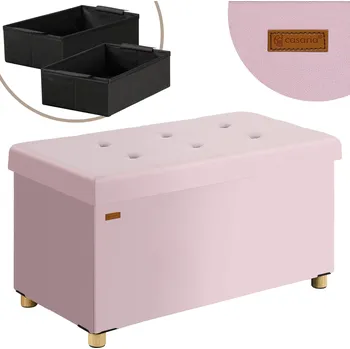 Taburet FurniGO Úložná lavica 76x38x42 cm - růžová