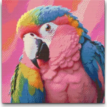 Diamantové malování Diamantové malování - Papoušek v odstínech růžové Velikost: 50x50cm, Rámování: Pouze srolované plátno, Diamanty: Čtvercové