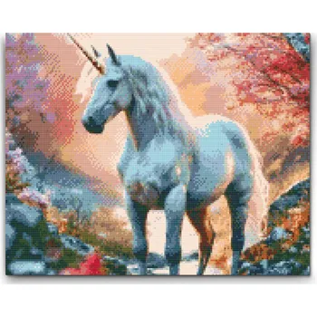 Diamantové malování Diamantové malování - Majestátní jednorožec Velikost: 30x40cm, Rámování: Pouze srolované plátno, Diamanty: Čtvercové
