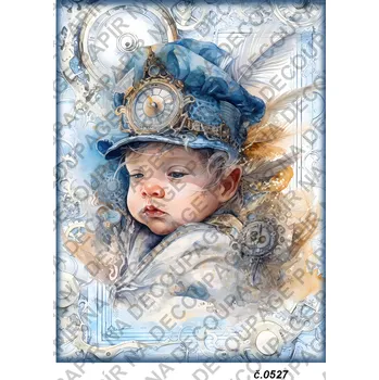 Umělecký papír Rýžový a soft papír na decoupage - Miminko, dítě, steampunk - KB0527 Materiál: Soft, Rozměr: A4