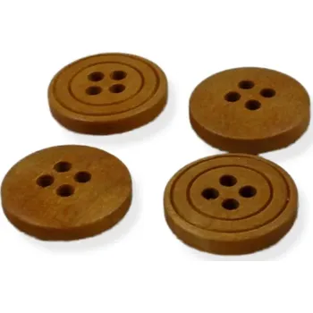 Knoflík Knoflíky dřevěné čtyřdírkové 28" - 10 ks